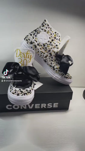 Adults Classy Black, White and Gold Converse