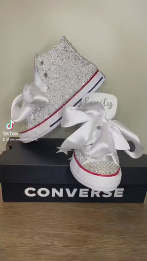 Adults White Converse, | Wedding Converse | Bling Shoes | Rhinestone | Birthday Theme | Personalized | Bedazzled Shoes | Bride