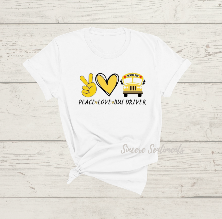 Love Peace Bus Driver Tee - Sincere Sentiments