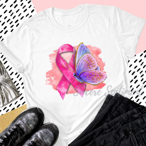 Pink Butterfly Tee - Sincere Sentiments