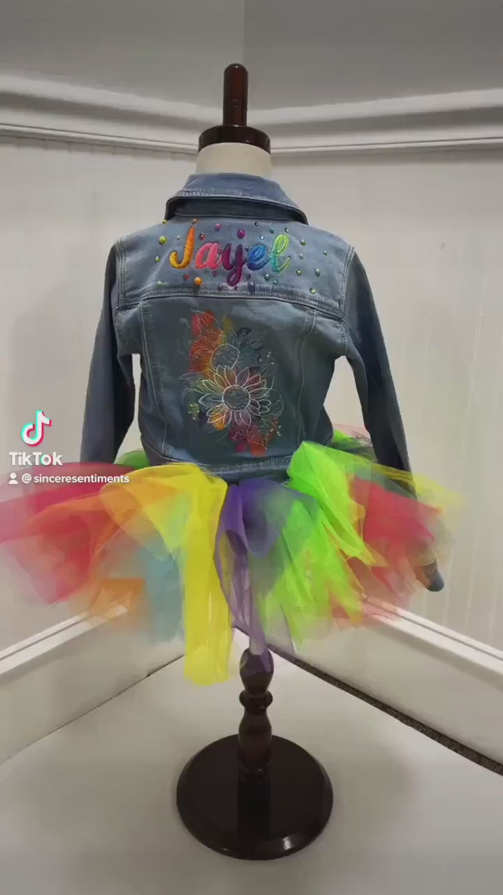 Personalized Rainbow Color Splash Jean Jacket 