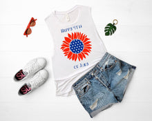 Load image into Gallery viewer, Red white &amp; Blue Sunflower Tee
