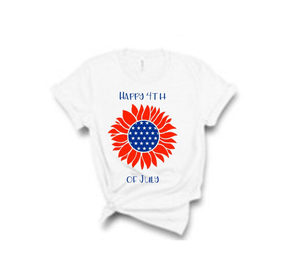 Red white & Blue Sunflower Tee - Sincere Sentiments