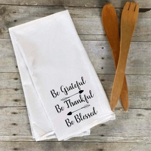 Grateful, Thankful, Blessed Thanksgiving Tea Towel - Sincere Sentiments
