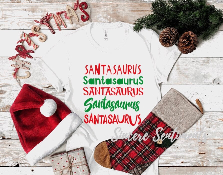 Santasaurus Christmas Tee - Sincere Sentiments