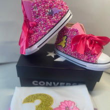 Load image into Gallery viewer, Pink Dinosaur Converse
