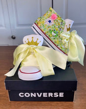 Load image into Gallery viewer, Princess &amp; the Frog Converse | Bling Shoes | Frog Princess | Rhinestone | Birthday Theme | Personalized | Bedazzled Shoes | Kids Shoes
