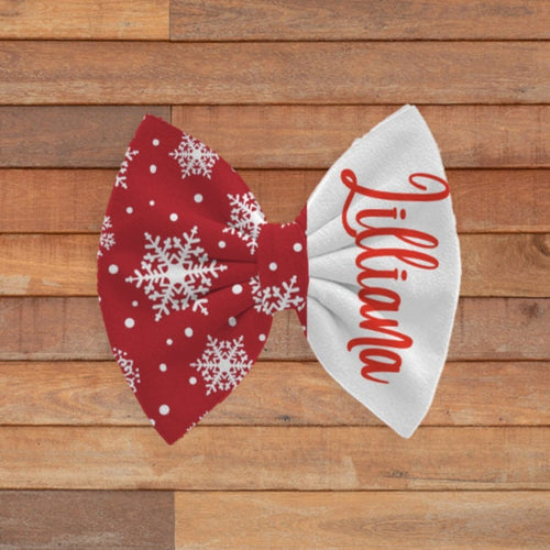 Custom Red Snowflake Name Bow