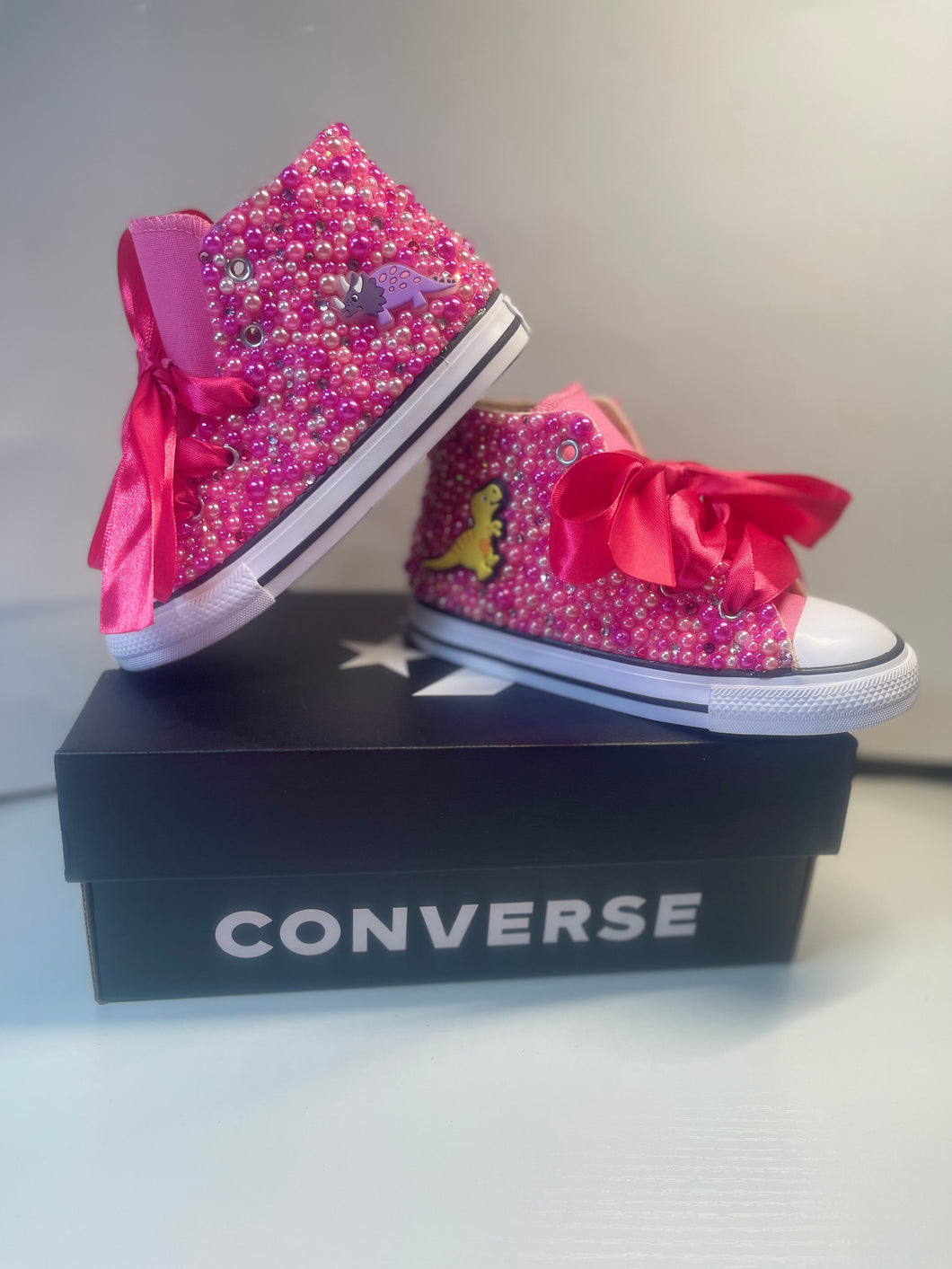 Pink Dino Converse Shoes - Sincere Sentiments